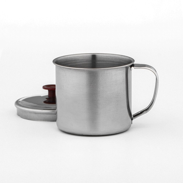 Кружка из нержавеющей стали с крышкой &laquo;Вестерн&raquo;, 320 мл, d=9 см, цвет хромированный
