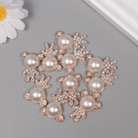 Декор для творчества пластик "Мишка со стразами" золото набор 10 шт 2,5х2х1 см