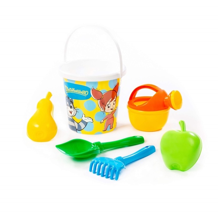 Песочный набор игрушек &laquo;Простоквашино&raquo;, 6 предметов: ведро, лопатка, грабельки, формочки, лейка, МИКС
