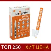 Маркер-краска, лаковый наконечник, пулевидный 4 мм, ширина линии 2.5 мм, белая, цена за 1 штуку