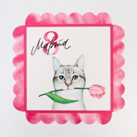 Коробка для печенья, кондитерская упаковка с PVC крышкой, &laquo;8 марта&raquo;, 21 х 21 х 3 см