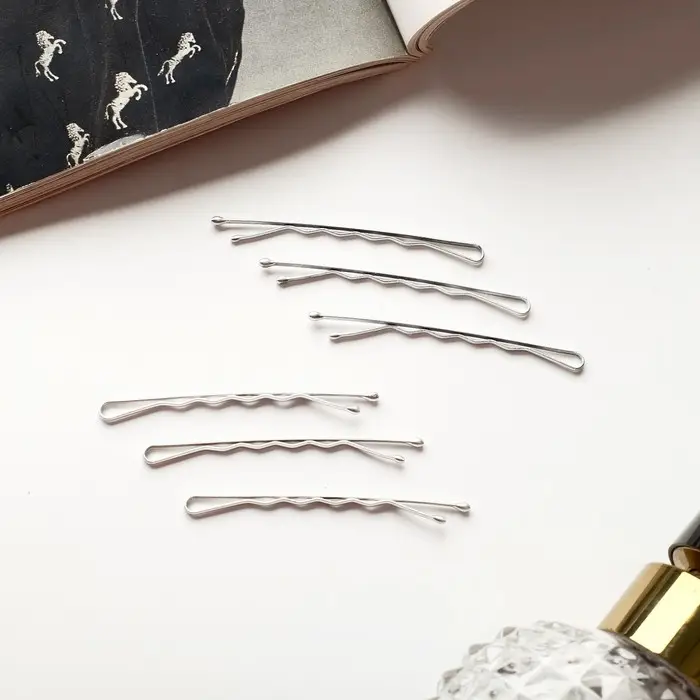 Невидимки для волос &laquo;Классика перламутр&raquo;, набор 20 шт., 5 см, серебро