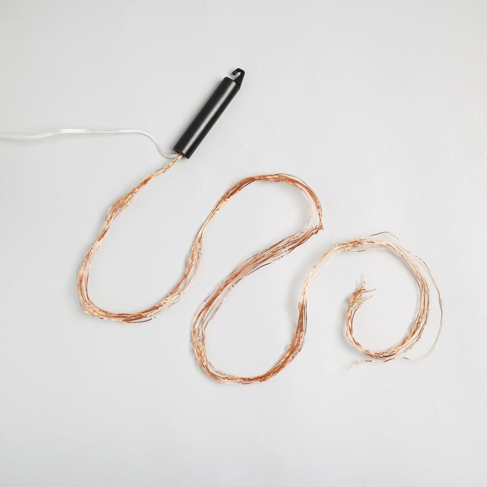 Гирлянда &laquo;Конский хвост&raquo; 10 нитей по 1 м, IP20, медная нить, 100 LED, 2 режима, батарейки AAх3 (нет в комплекте), свечение тёплое белое