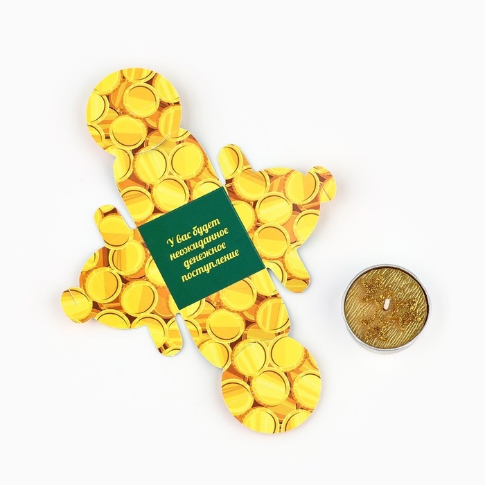 Свеча новогодняя чайная &laquo;Новый год: Деньги&raquo;, диам 4 см