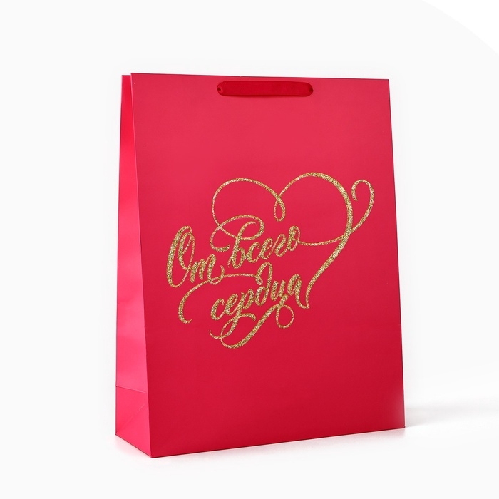 Пакет ламинированный вертикальный &laquo;От всего сердца&raquo;, глиттер, L 31 х 40 х 11.5 см