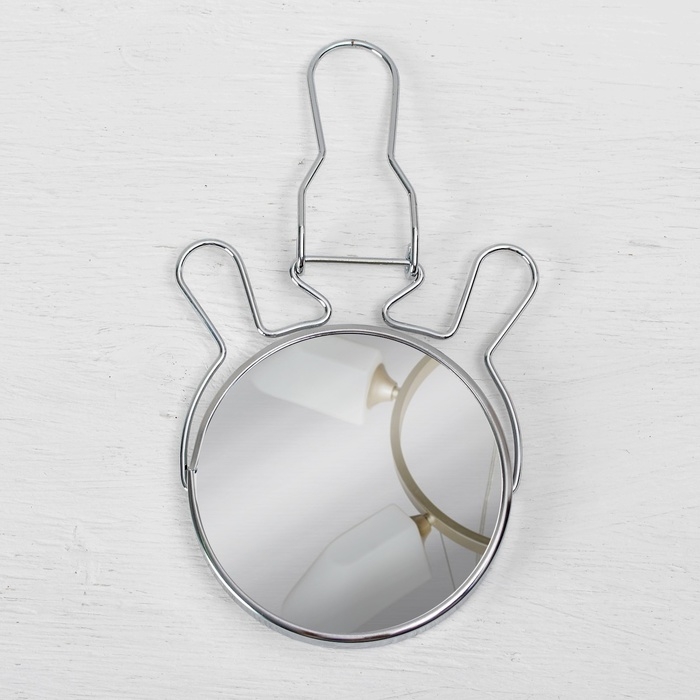 Зеркало настольное - подвесное &laquo;Круг&raquo;, двустороннее, с увеличением, d зеркальной поверхности 9 см, цвет серебристый