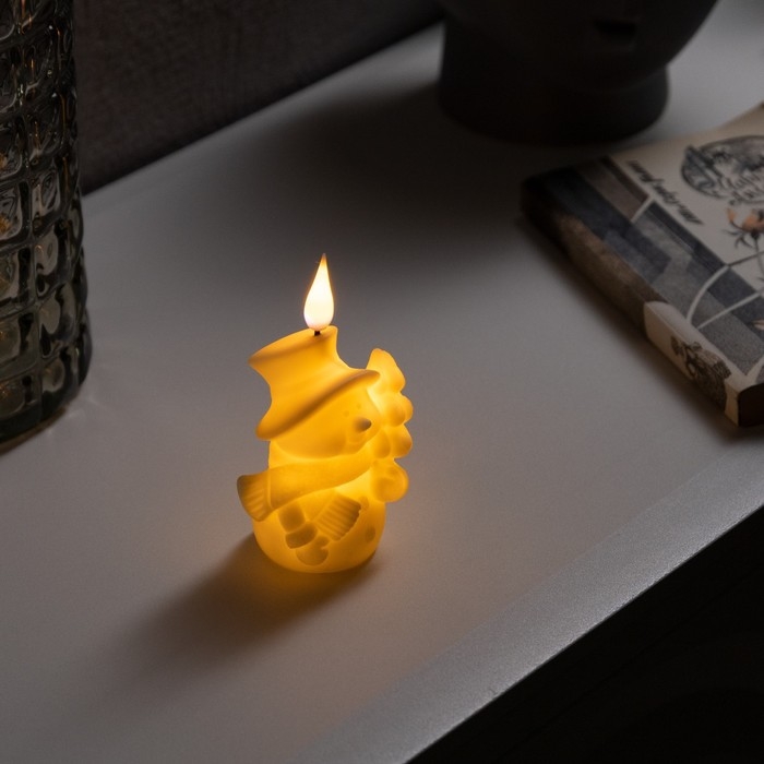 Светодиодная фигура &laquo;Снеговик&raquo; 7 &times; 12.5 &times; 5.5 см, пластик, батарейки AG13х3 (в комплекте), свечение тёплое белое