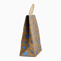 Пакет с клапаном &laquo;Снежинки&raquo;, крафт, глиттер, 19.5 х 10 х 25 см