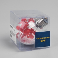 Ёлочный шар &laquo;Красные лепестки&raquo;, батарейки, 5 LED, свечение тёплое белое