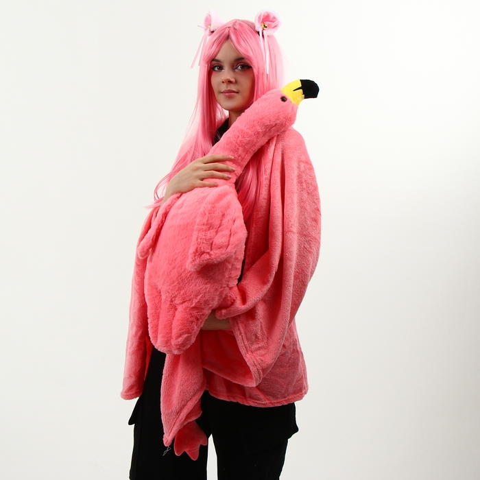 Мягкая игрушка &laquo;Фламинго&raquo; с пледом, 95 см, цвет розовый