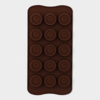 Форма для конфет и шоколада Доляна &laquo;Шоколадное удовольствие&raquo;, силикон, 22&times;10&times;1,5 см, 15 ячеек (2,8&times;2,2 см), цвет шоколадный