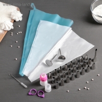 Набор кондитерский, 34 предмета: 26 насадок d=1,7, h=3 см, 2 адаптера, 2 гвоздя 3&times;6,5, 2 зажима