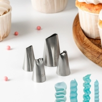 Набор насадок кондитерских &laquo;Руфи&raquo;, 4 шт (1,8&times;3,5 см, 2,5&times;3,8 см)