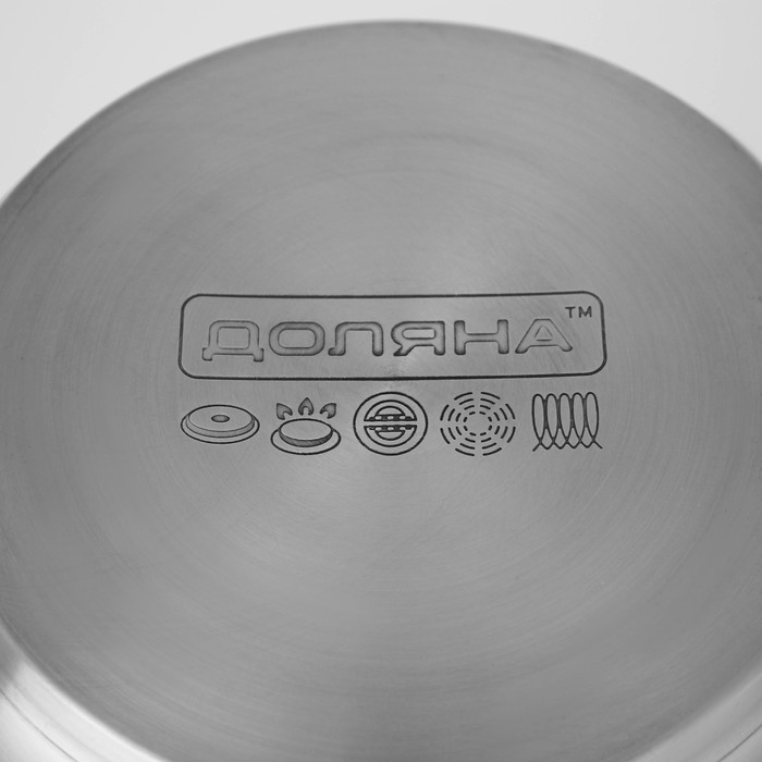 Набор кастрюль из нержавеющей стали Доляна &laquo;Гретте&raquo;, 3 предмета: 1,6 л, 2,3 л, 3,2 л, крышки