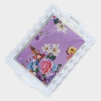 Поднос пластиковый прямоугольный &laquo;Ажурная кайма&raquo;, 35&times;24&times;2 см, цвет МИКС