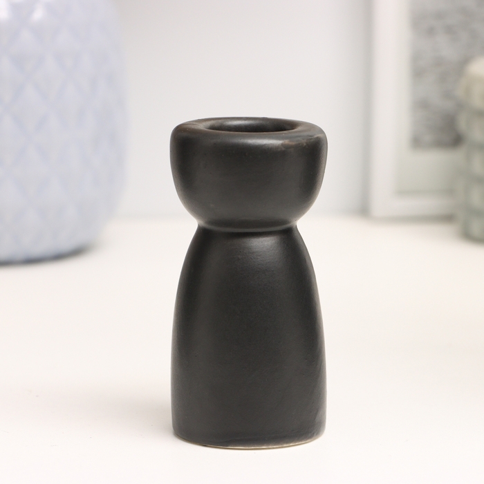 Подсвечник "Лунд" черный глянец, 4х4х8см