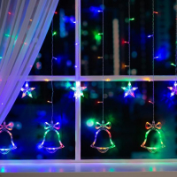 Гирлянда &laquo;Бахрома&raquo; 2.4 &times; 0.9 м с насадками &laquo;Колокольчики&raquo;, IP20, прозрачная нить, 138 LED, свечение мульти, 8 режимов, 220 В