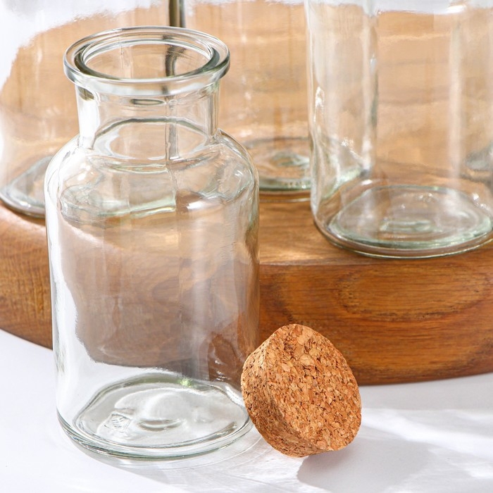 Банки стеклянные для хранения сыпучих продуктов Доляна &laquo;Парфе&raquo;, 280 мл, 6,7&times;12,8 см, с пробковой крышкой, 12 шт