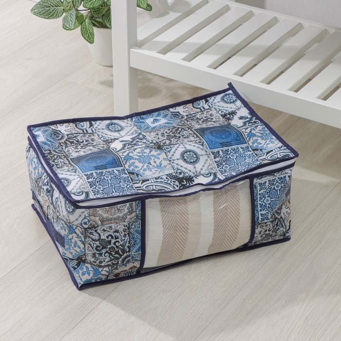 Кофр для хранения вещей Доляна &laquo;Мозаика&raquo;, 45&times;30&times;20 см, цвет синий