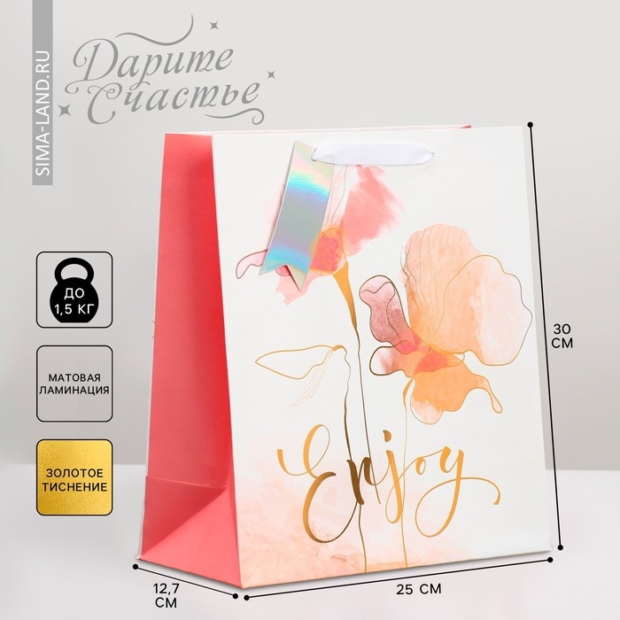 Пакет подарочный ламинированный, упаковка, &laquo;Нежность&raquo;, 25.4 х 30.5 х 12.7 см