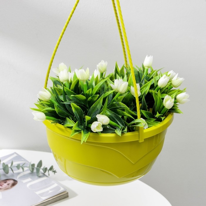 Кашпо для цветов подвесное с прикорневым поливом &laquo;Мальва&raquo;, 4,7 л, цвет фисташковый