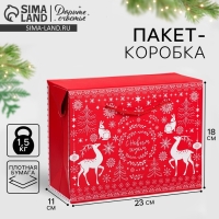 Пакет&mdash;коробка &laquo;Волшебство праздника&raquo;, 23 х 18 х 11 см, Новый год