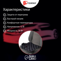 Накидка с подогревом TORSO, 12 В, регулятор, 42&times;42 см, провод 90 см, черный