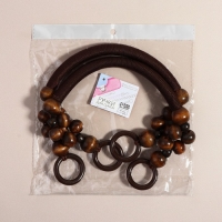 Ручки для сумки, 2 шт, вощёный шнур/дерево, 46,5 &times; 4 см, цвет коричневый