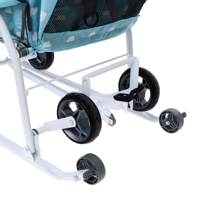 Санки-коляска &laquo;Наши детки 3-1К&raquo;, принт с облачками, цвет голубой