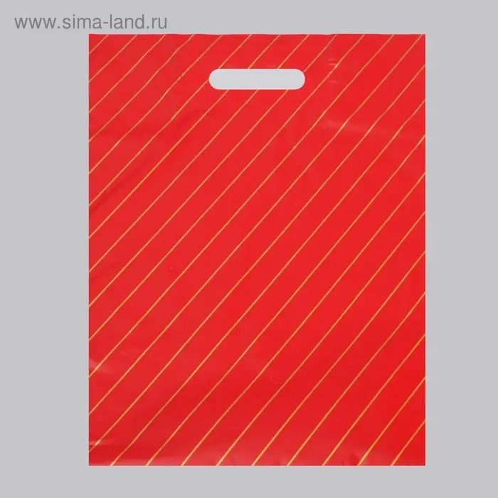 Пакет полиэтиленовый, с вырубной ручкой, &laquo;Полоска&raquo;, бордовый, 35 х 45 см, 50 мкм