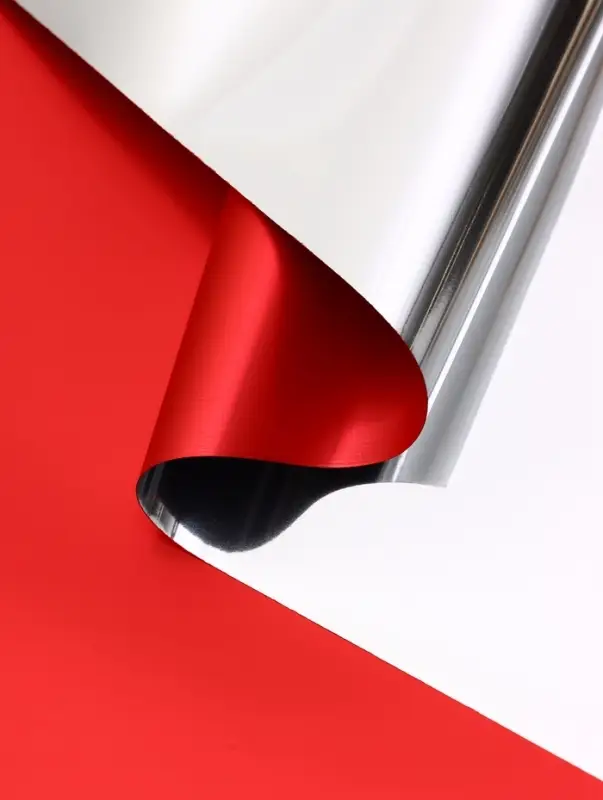 Пленка для цветов, &laquo;Серебряная сторона&raquo;, красный, 57&times;57&plusmn;1 см