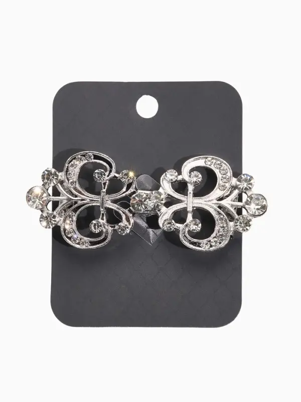 Зажим для кардигана "Ажур", лилия, цвет белый в серебре