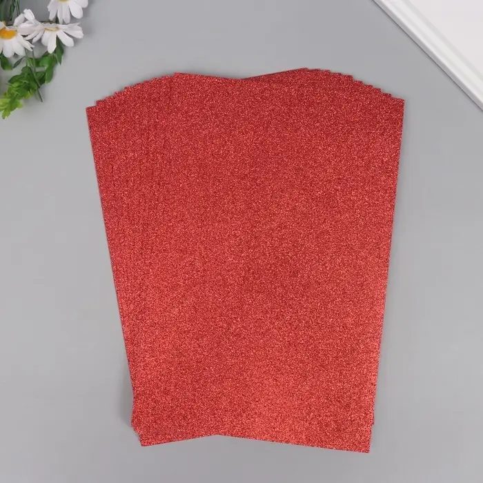 Фоамиран глиттерный Magic 4 Hobby 2 мм  цв. красный МИКС 20х30 см