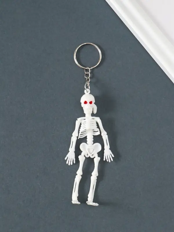 Брелок пластик "Скелет в бандане" белый 10х3,5х1 см