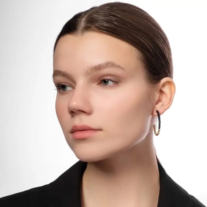 Серьги набор 8 пар &laquo;Ночь&raquo; кольца, цвет чёрно-белый в золоте, d=4