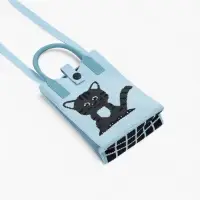 Сумка подр Коты, 12*4*17, отд на кнопке, дл ремень, голубой