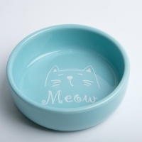 Миска керамическая "Meow" 300 мл, 13,4 x 4 cм, голубая