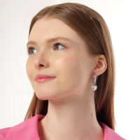 Серьги со съёмным элементом &laquo;Трансформер&raquo; собачка, цвет белый в серебре