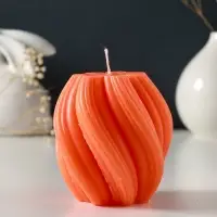 Свеча-цилиндр 9х8 см, 220 гр, с нарезкой, персик