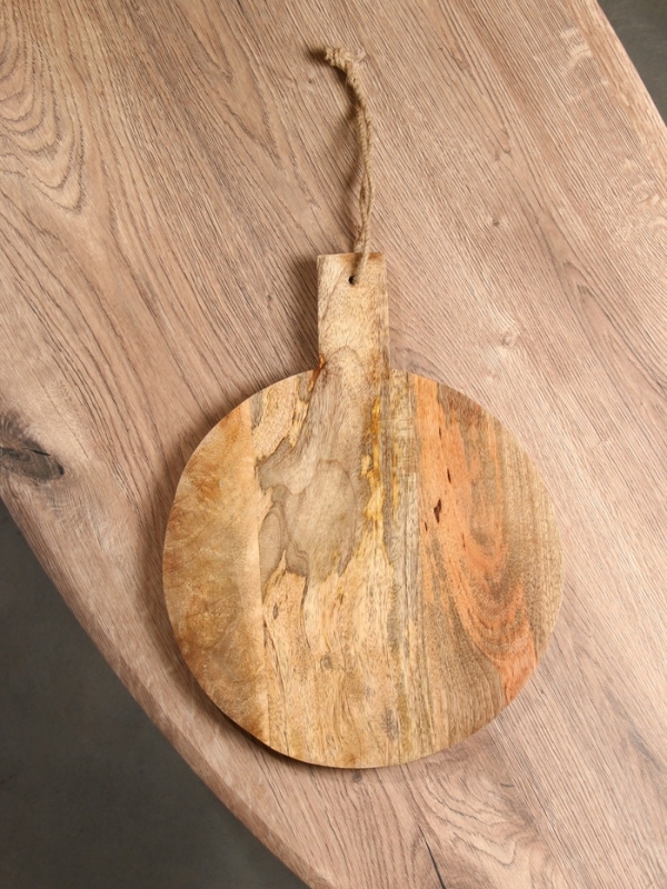 Доска разделочная круглая "Оттенки сирени" дерево манго 36х28 см