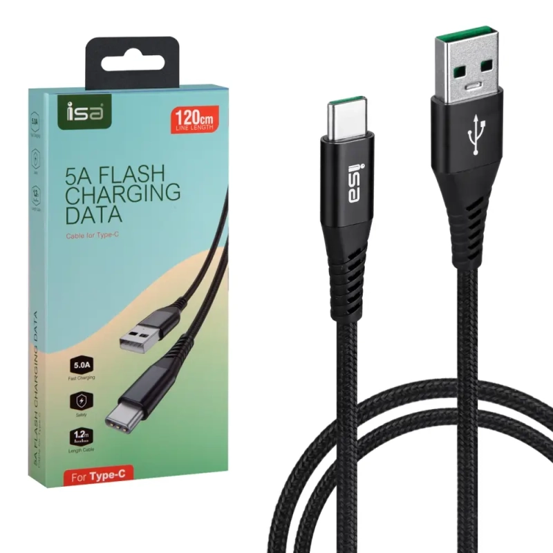 *Кабель S1 USB на Type-C 1.2m 5A ISA черный