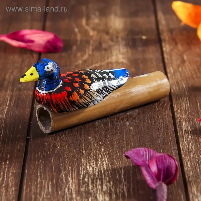 Сувенирный музыкальный инструмент "Свисток птичка" 13х3х5 см МИКС