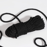 Шнур витой, d = 5 мм, 10 &plusmn; 1 м, цвет чёрный