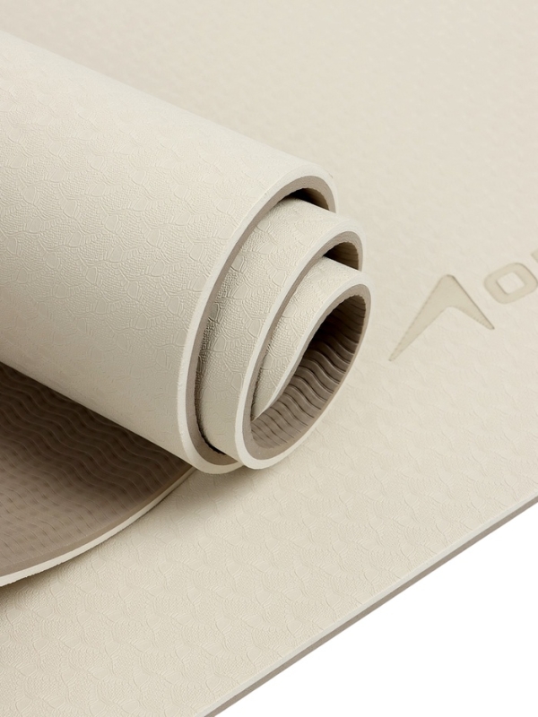 Коврик для фитнеса и йоги ONLYTOP, 183x61x 0,8 см, цвет молочный/темно-коричневый