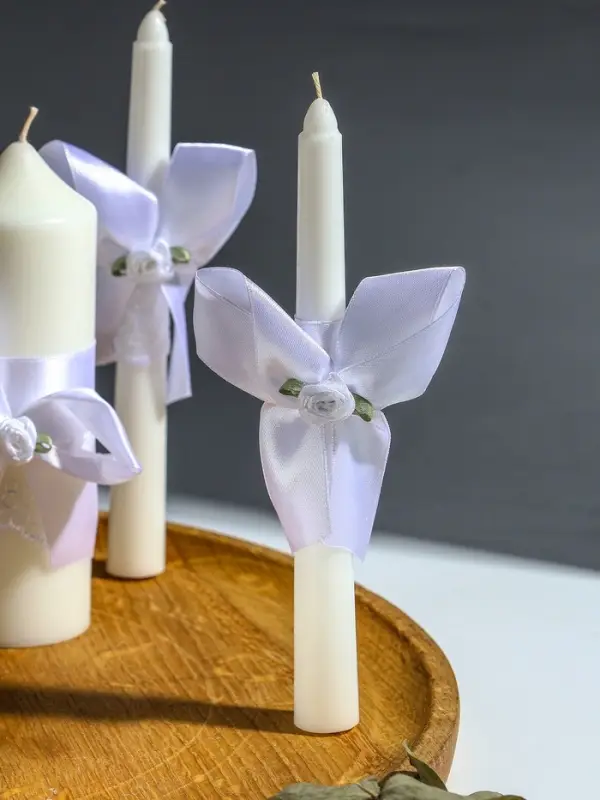 Свечи свадебные "Пышный" набор 3 шт (16 см + 2 шт по 18 см), белый