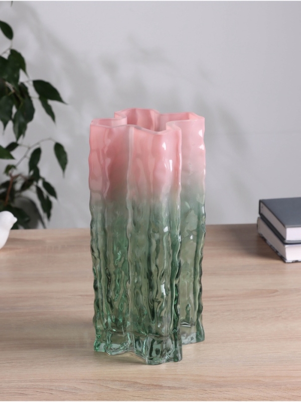 Ваза стекло настольная "Кимберли" 25х12 см, розово-прозрачный