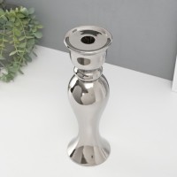 Подсвечник керамика на 1 свечу "Вуаль" d=1,5 см серебро 9,8х9,8х30,5 см