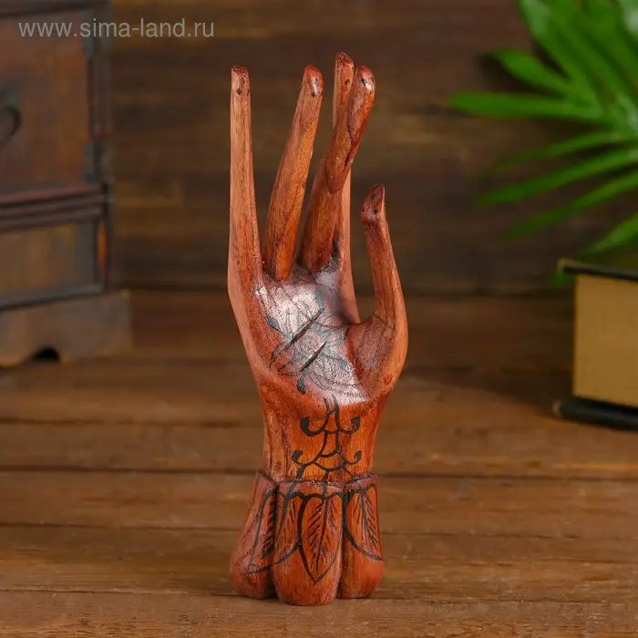Подставка для колец дерево "Рука роспись" 20 см