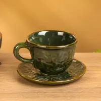 Чашка с блюдцем &laquo;Флора 1&raquo;, 13&times;13&times;8 см, керамика, зелёная