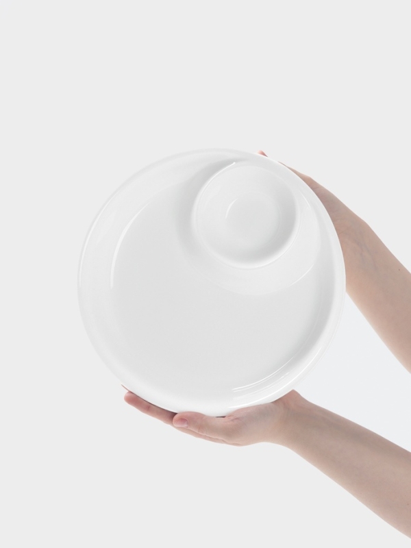 Блюдо Hanna Kn&ouml;vell, d=25 см, с секцией для соуса, фарфор, белое